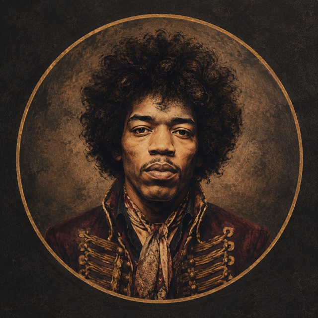 Retrato ilustrado de Jimi Hendrix