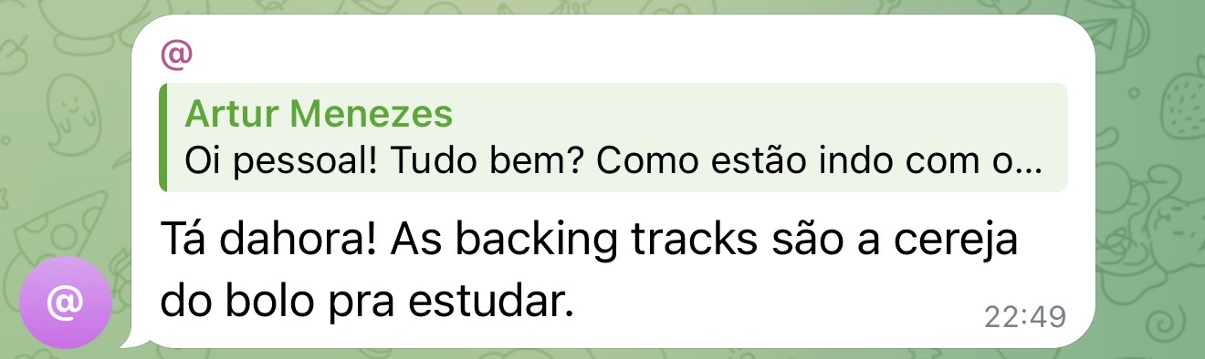 Print de depoimento de aluno do Blues Masters 8
